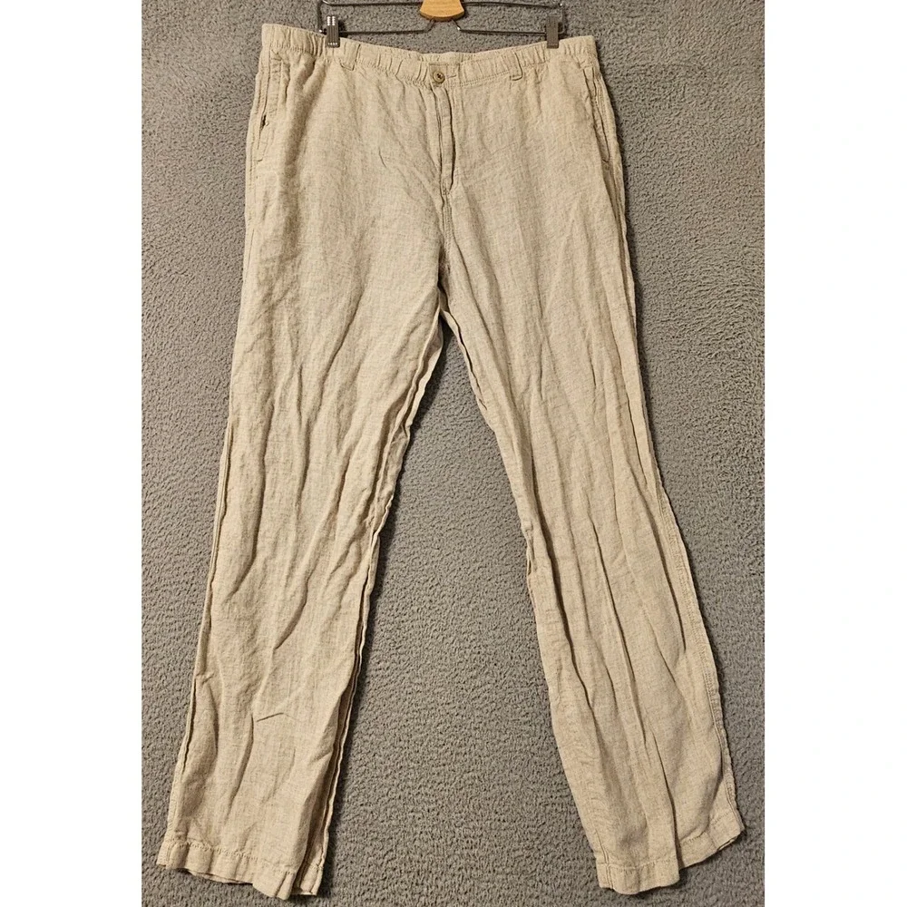 Tommy Bahama Relax Mens Beige 100% Linen Drawstring Casual Pants Size Large